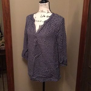 Small Sonoma Blue & White Peasant Top